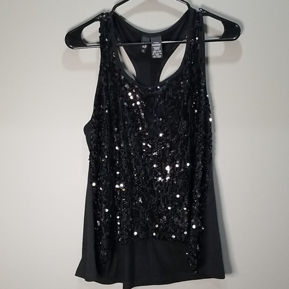 Black shiny sequence razorback style tank